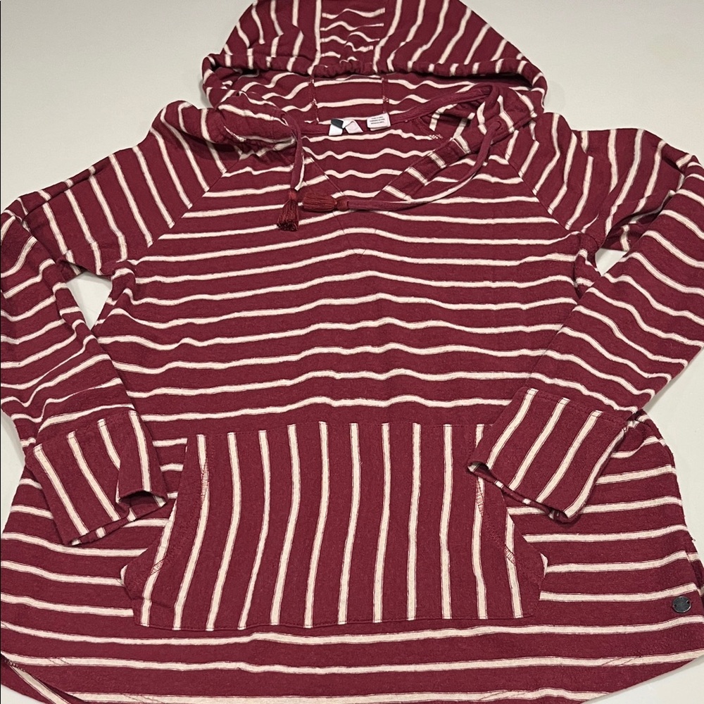 Roxy Striped Hooded Sport Top - Red and White